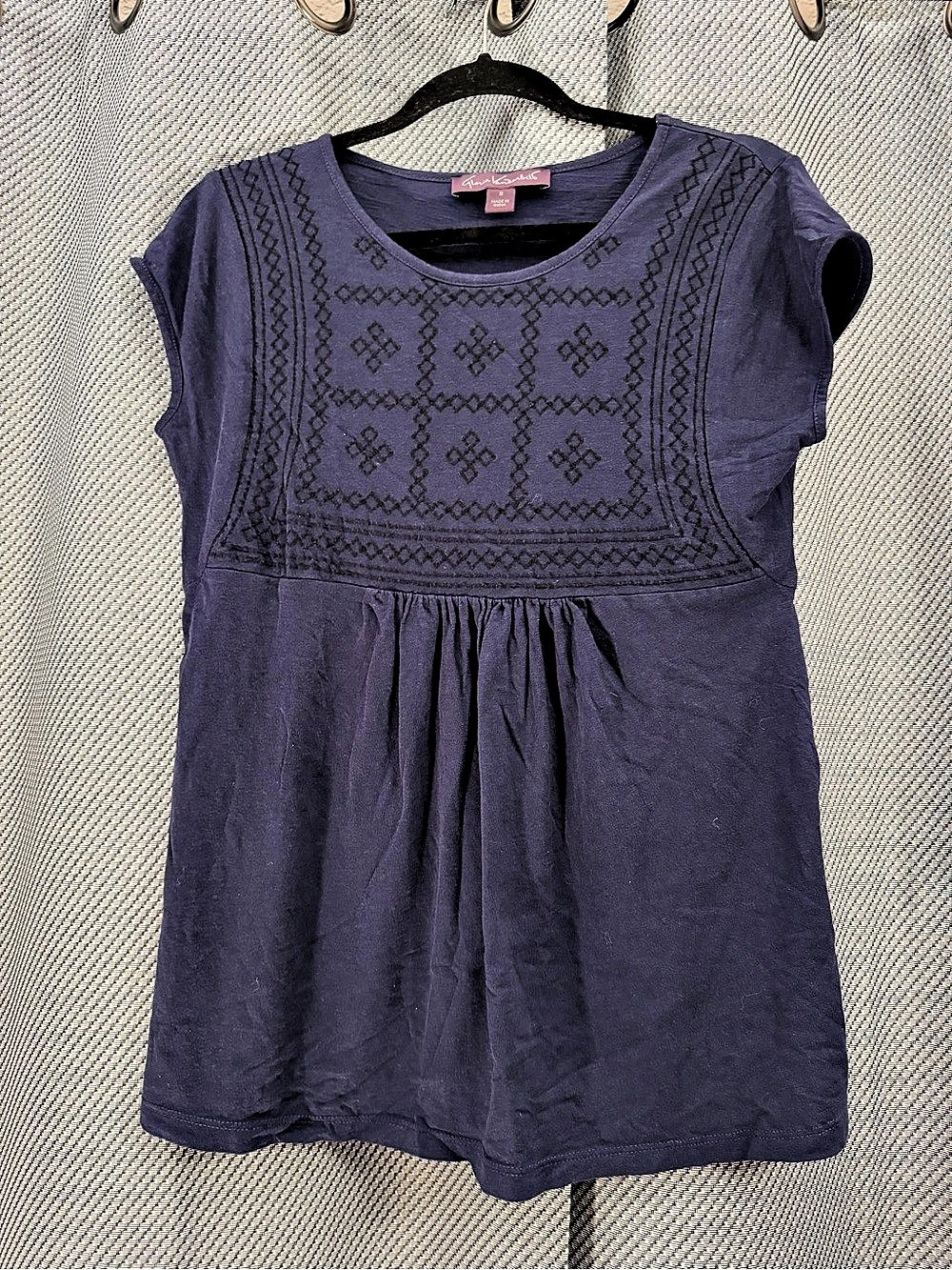 Gloria Vanderbilt Mestizo Pattern Navy Blue Top- S